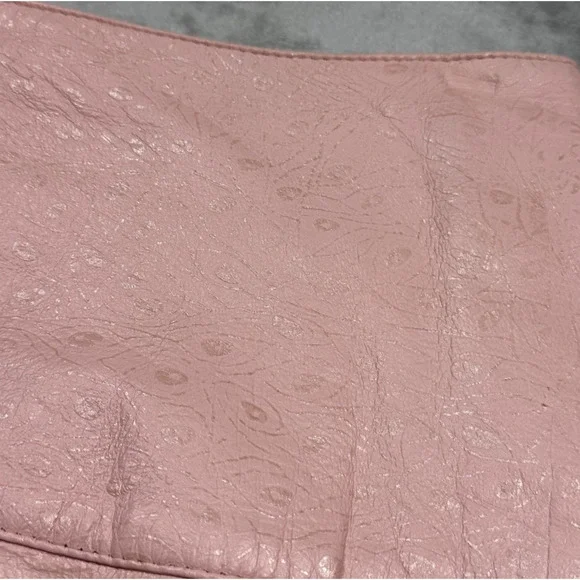 Vintage Lillie Rubin Women's Size 10 Blush Leather Pencil Skirt Ostrich Texture - Picture 12 of 13